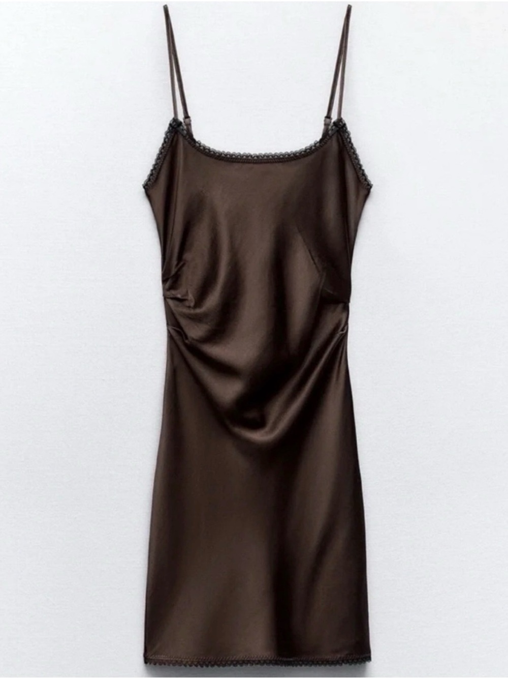 Zara Brown Satin Mini Dress